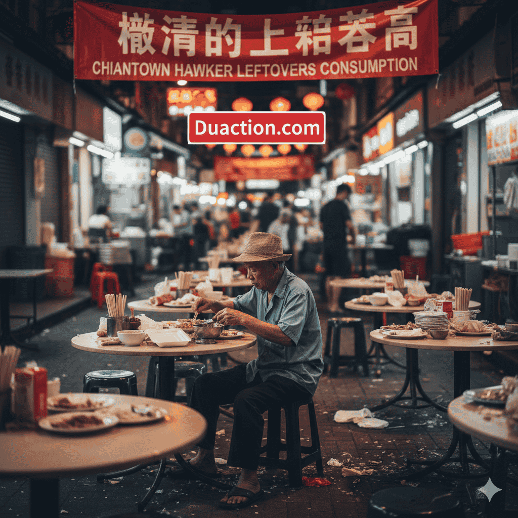 chinatown hawker leftovers consumption